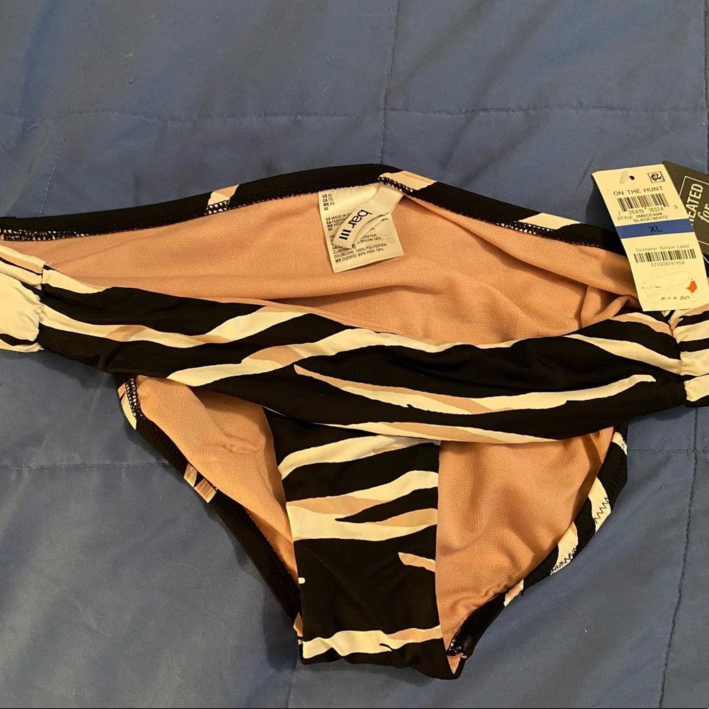 NWT!!! Bar III On the Hunt Animal Print Hipster Bikini Bottom Black White XL